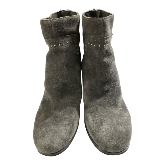 Marc Fisher Grey Suede Leather Ankle Boots with Chunky Heel, Silver Studs sz 8 - Picture 5 of 10